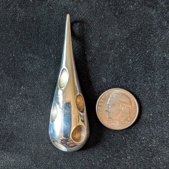 Vintage Sterling Silver Modernist Droplet Pendant - Picture 8 of 8